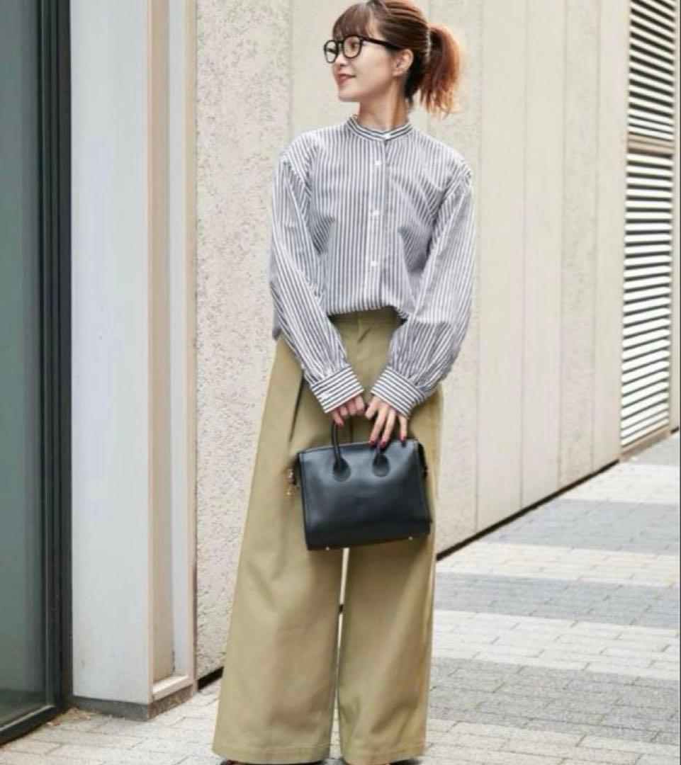 【未使用級】スピックアンドスパン コットン シルク ギャザー シャツ シルク