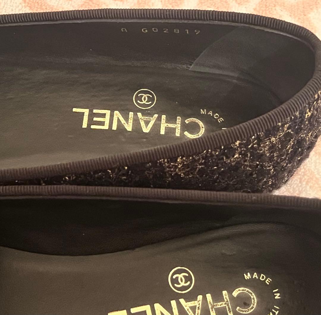 CHANELシャネルフラットシューズ38.5ココマークバレエシューズ381/2