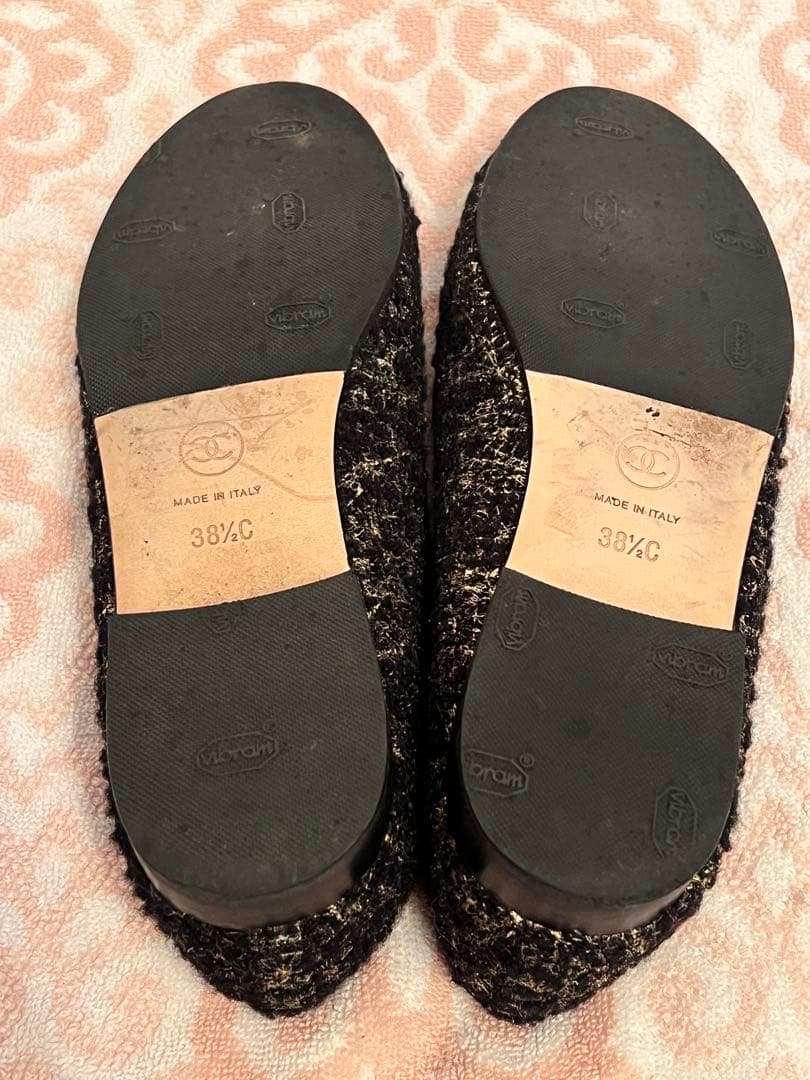 CHANELシャネルフラットシューズ38.5ココマークバレエシューズ381/2