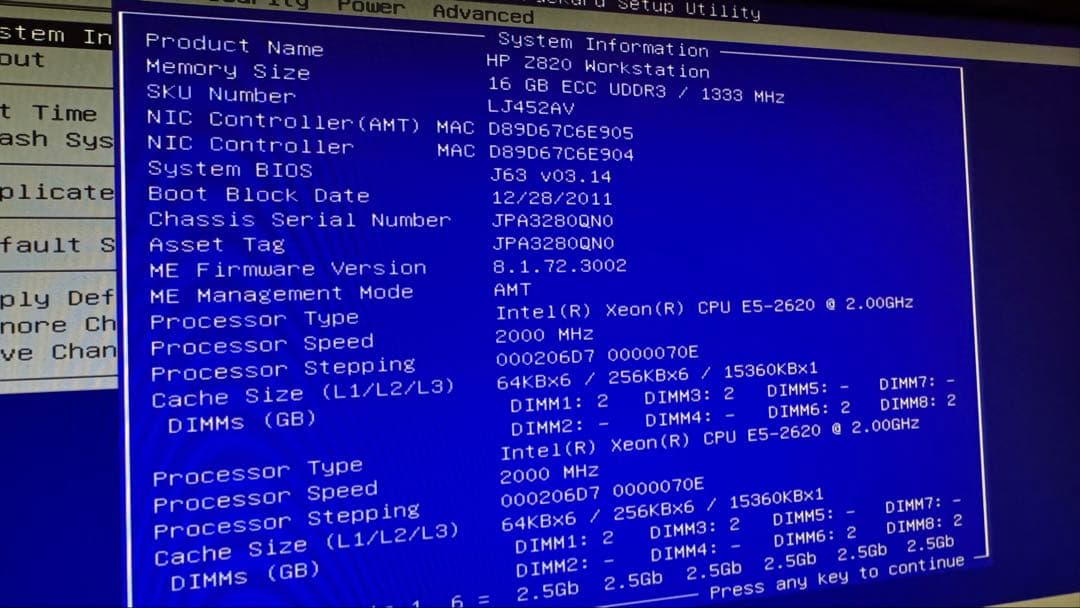 【タワー型WS】HP Z820 Workstation