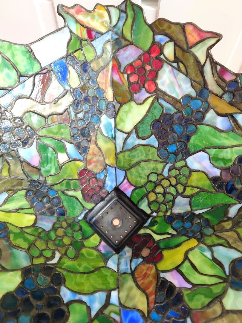 ステンドグラス　葡萄　電傘(ランプシェード)　46cm×42cm