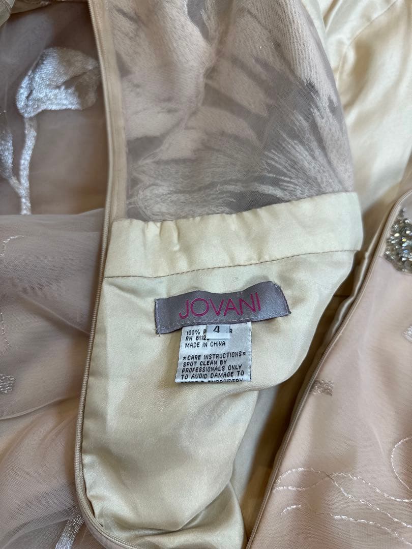 JOVANI☆ベージュピンクVネック 長袖 パーティードレス