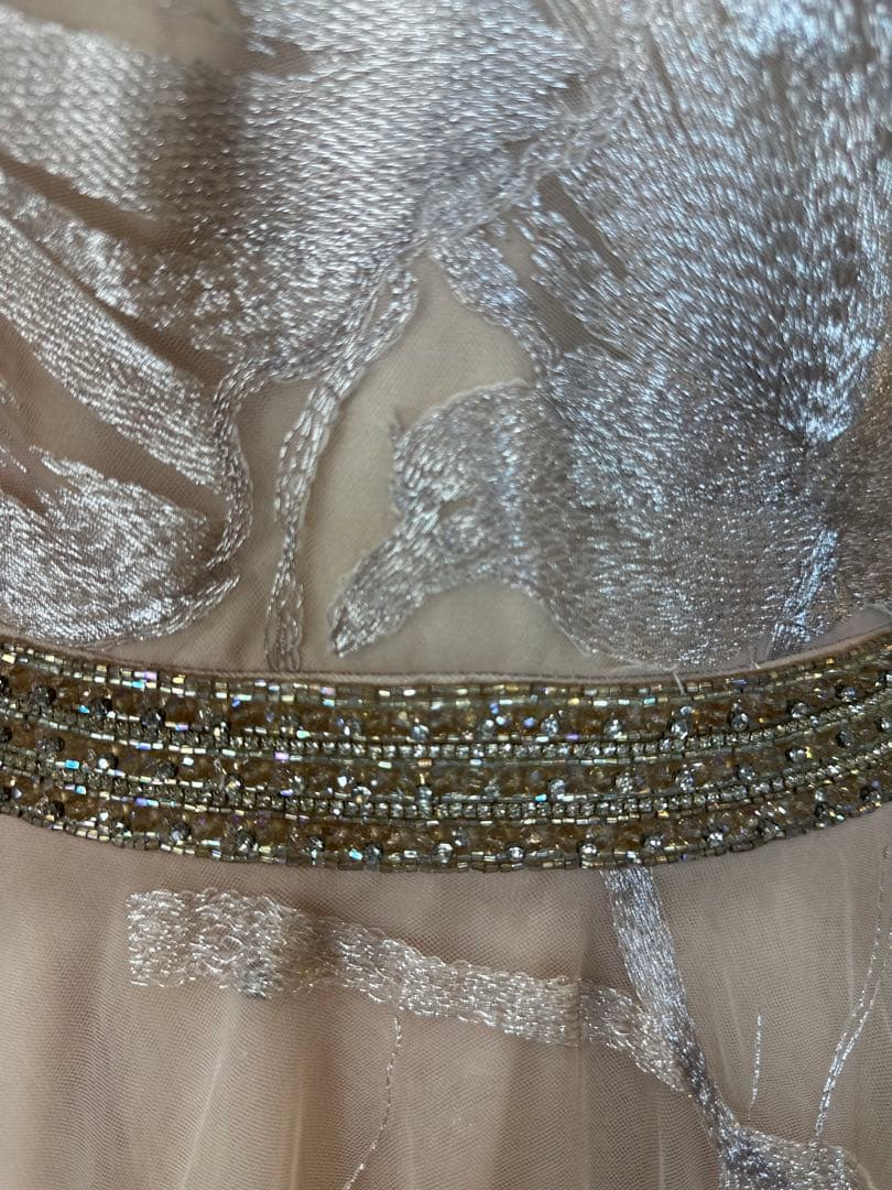 JOVANI☆ベージュピンクVネック 長袖 パーティードレス