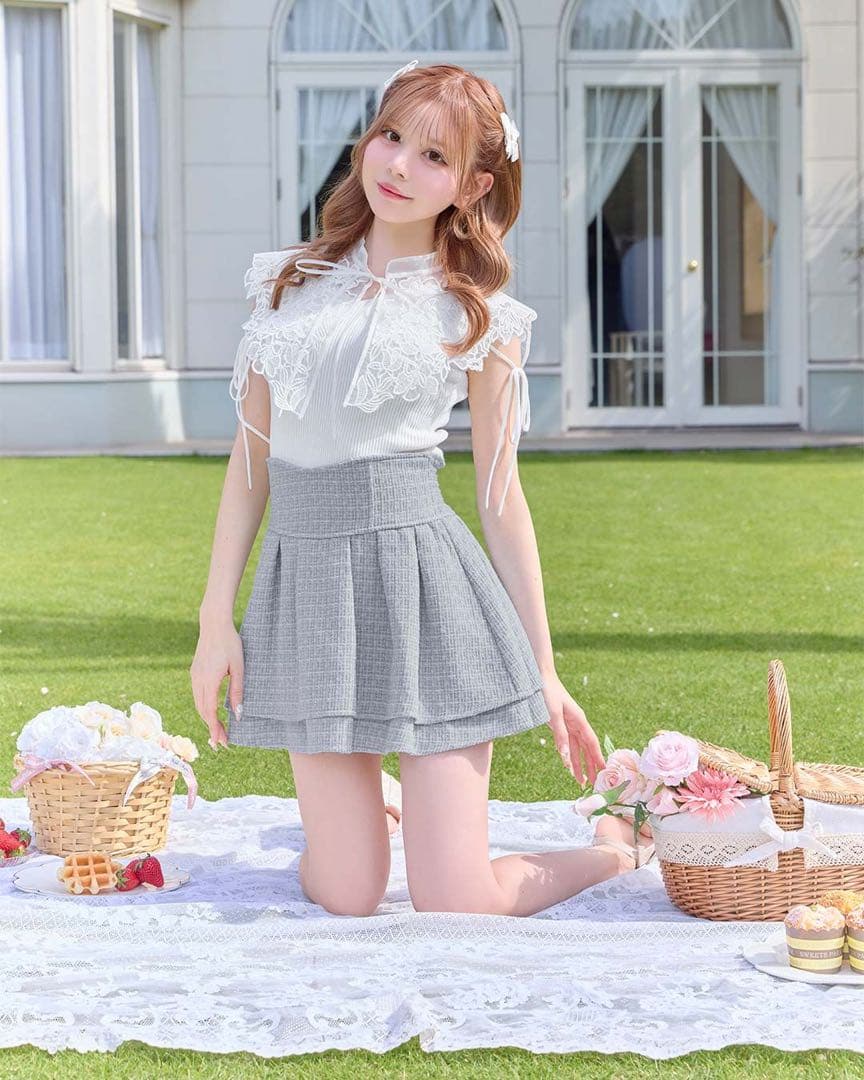 美品 美脚になれる♡ラメツイードスカート ブルー Sサイズ 正規品 ♥