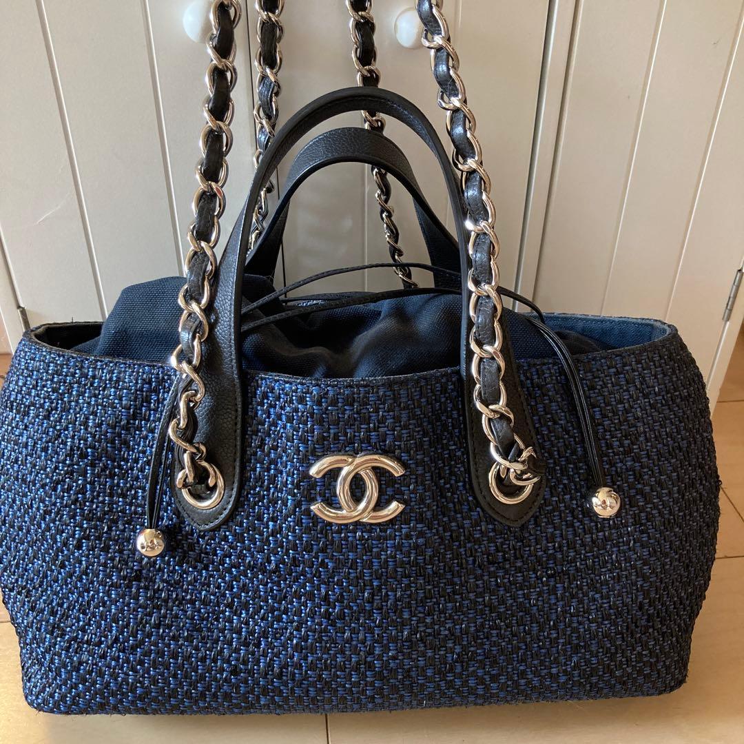 M*✨様 シャネル　ストローバッグ　希少　ネイビー