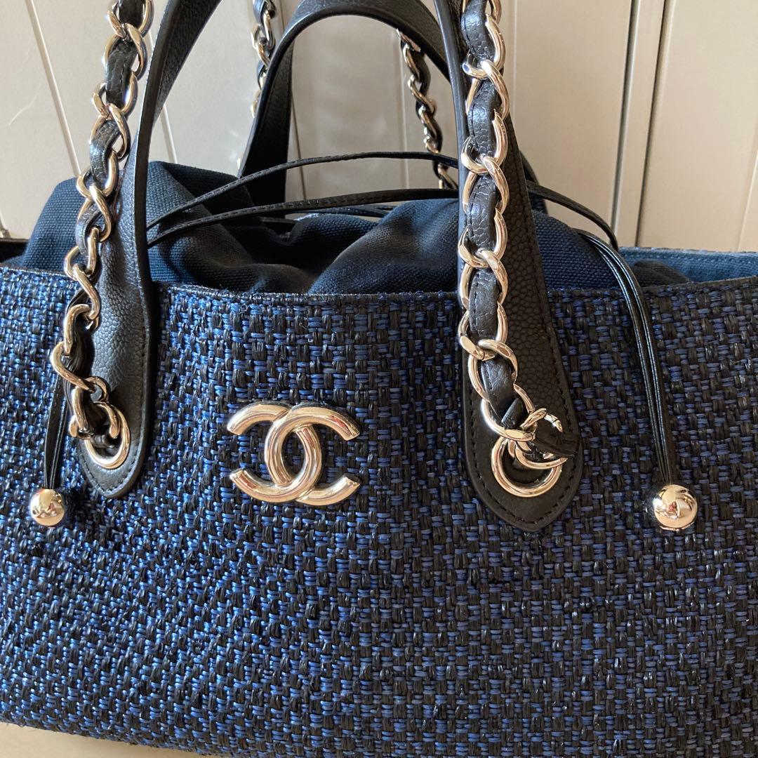 M*✨様 シャネル　ストローバッグ　希少　ネイビー