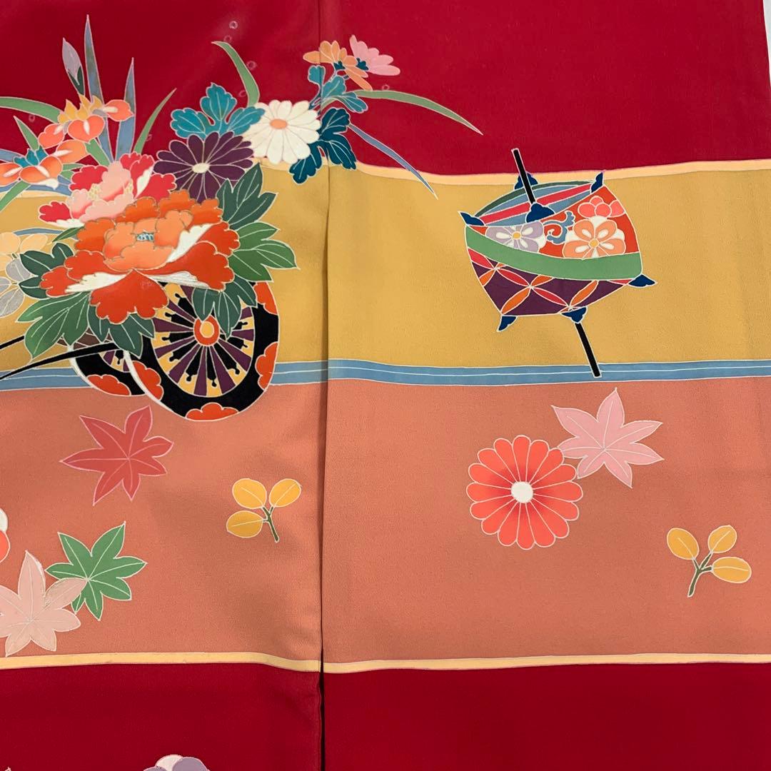 最高級新品正絹産着京友禅手描き美術、特撰盛本金、祝い四季花車古典上品遊び道具文