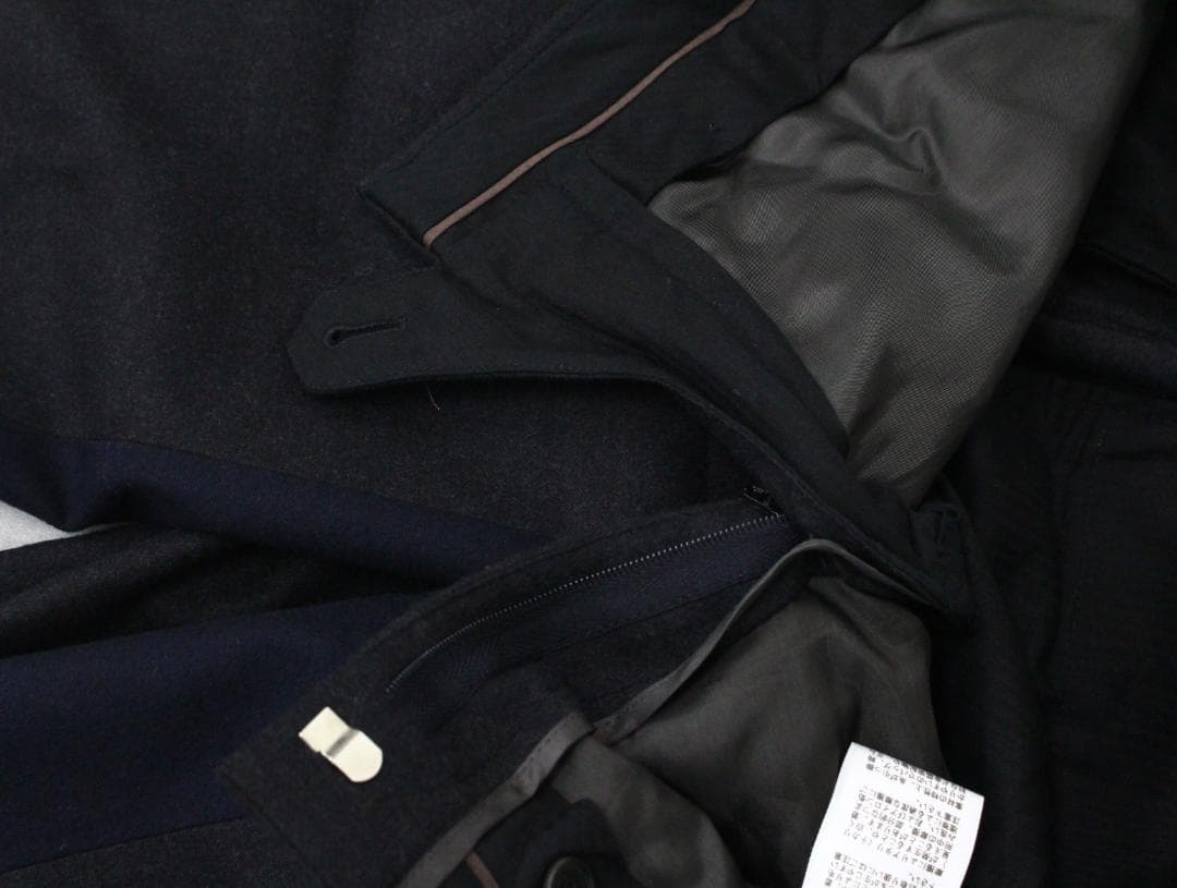 ◇美品 HERMES グレー×ネイビー ウールパンツ スラックス メンズ