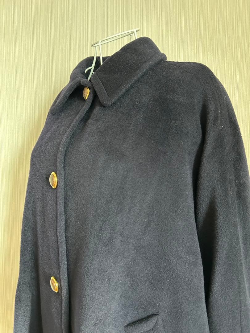 MaxMara マックスマーラ カシミヤ混 ウールコート 1枚袖 Aライン 紺色