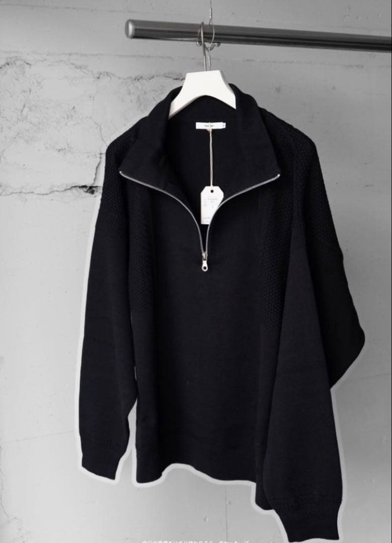 トップス YASHIKI Suikyo Half Zip Knit BLACK