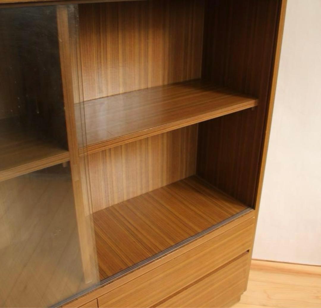 ガラス棚　収納棚　本棚　食器棚　木製　古道具　古道具　ビンテージ　レトロ