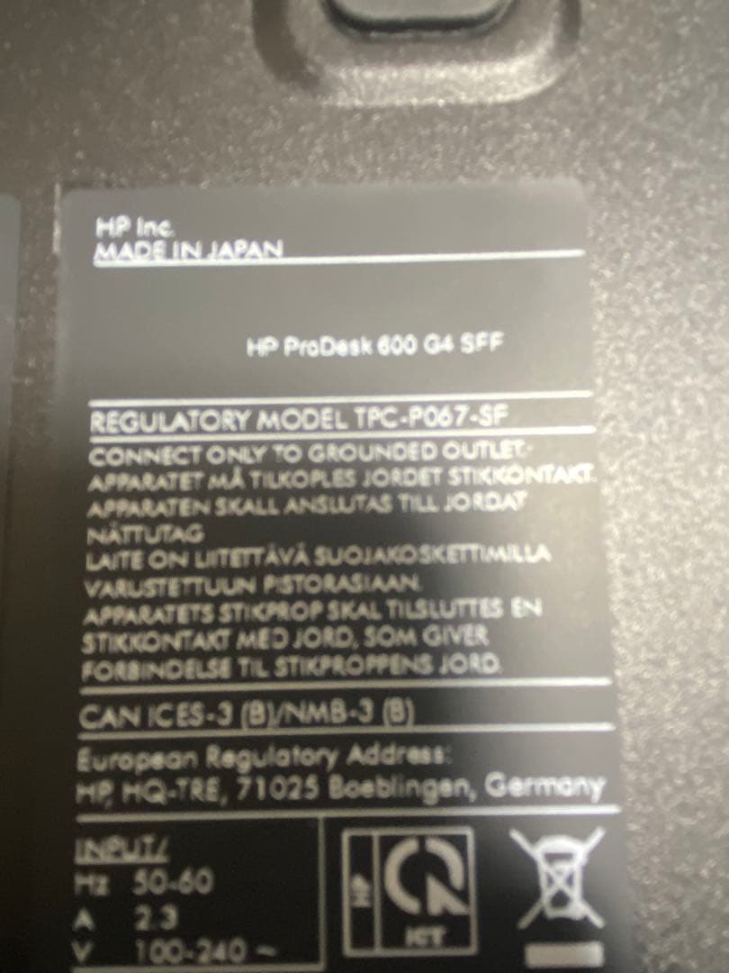hp probook 600 g4 sffジャンク
