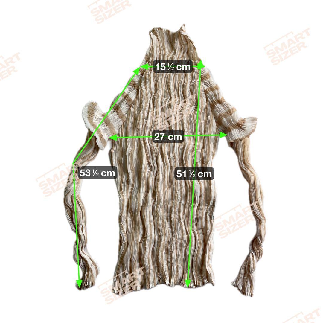 美品✨希少・変形 イッセイミヤケ ボーダー プリーツトップス ベージュ×ホワイト