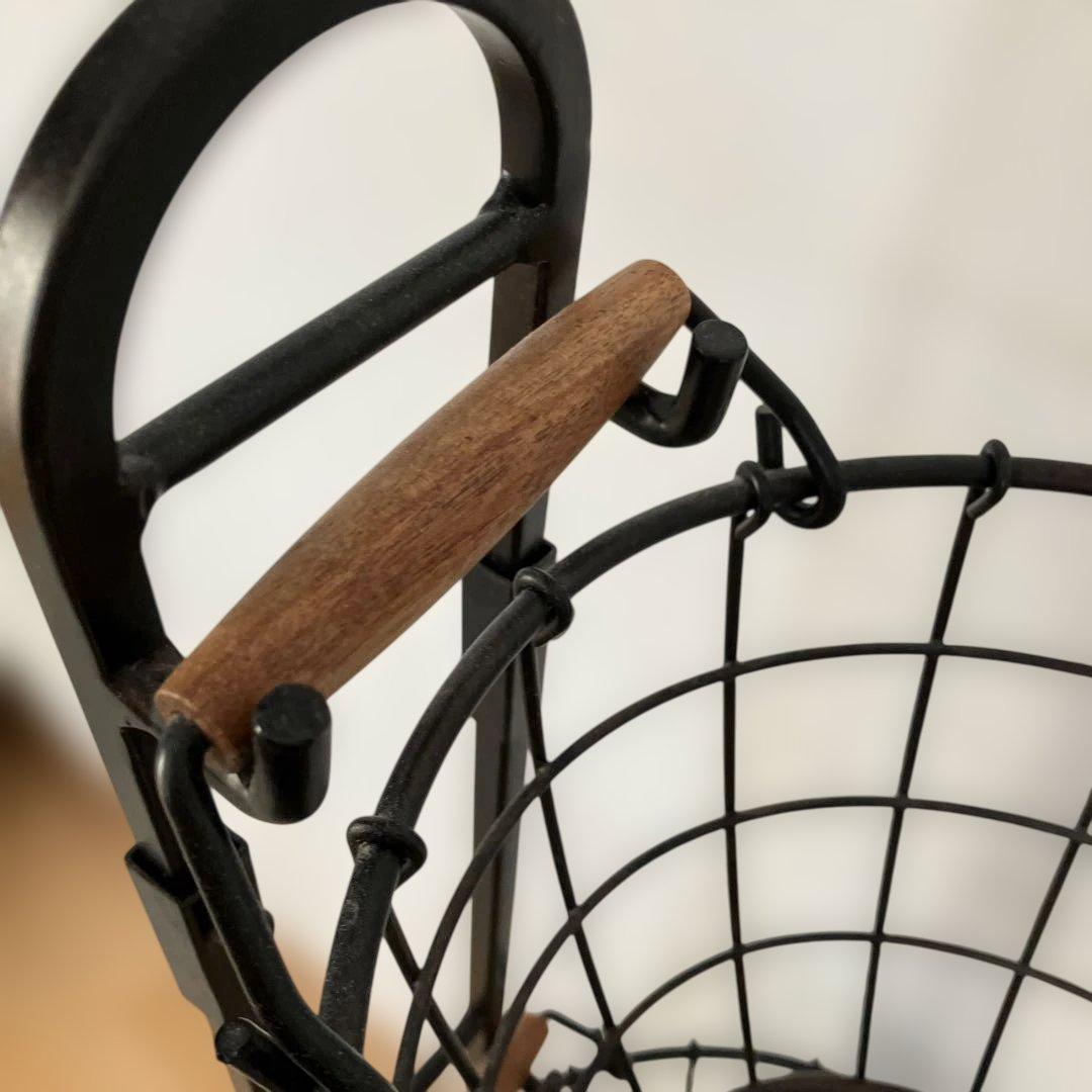 アンティーク風ブラック 3段ワイヤーバスケット