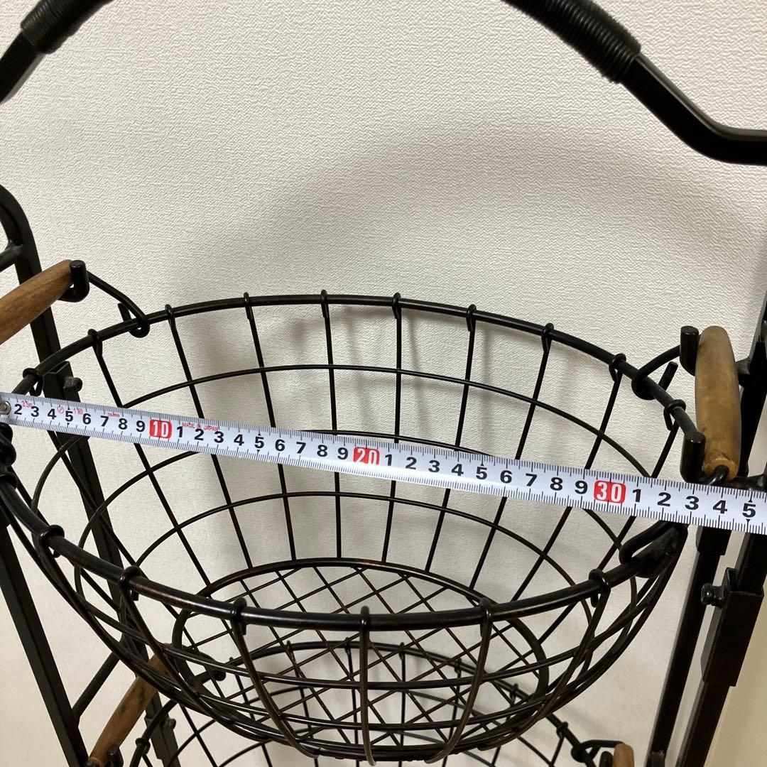 アンティーク風ブラック 3段ワイヤーバスケット