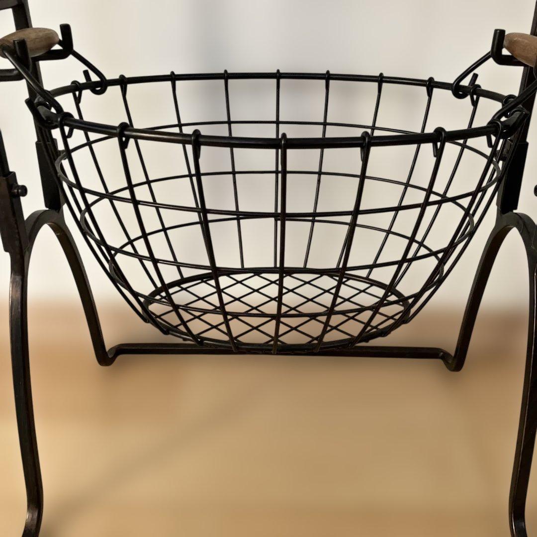 アンティーク風ブラック 3段ワイヤーバスケット
