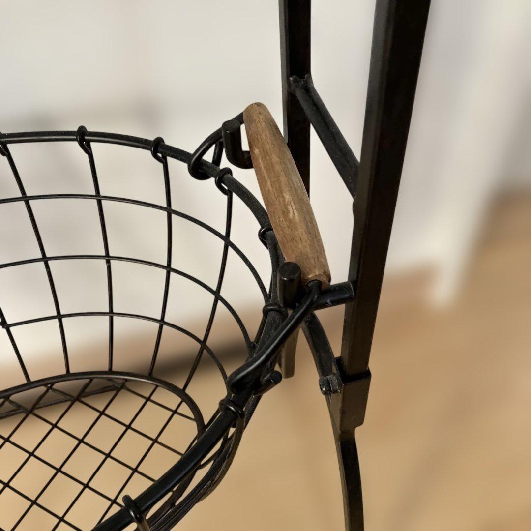 アンティーク風ブラック 3段ワイヤーバスケット