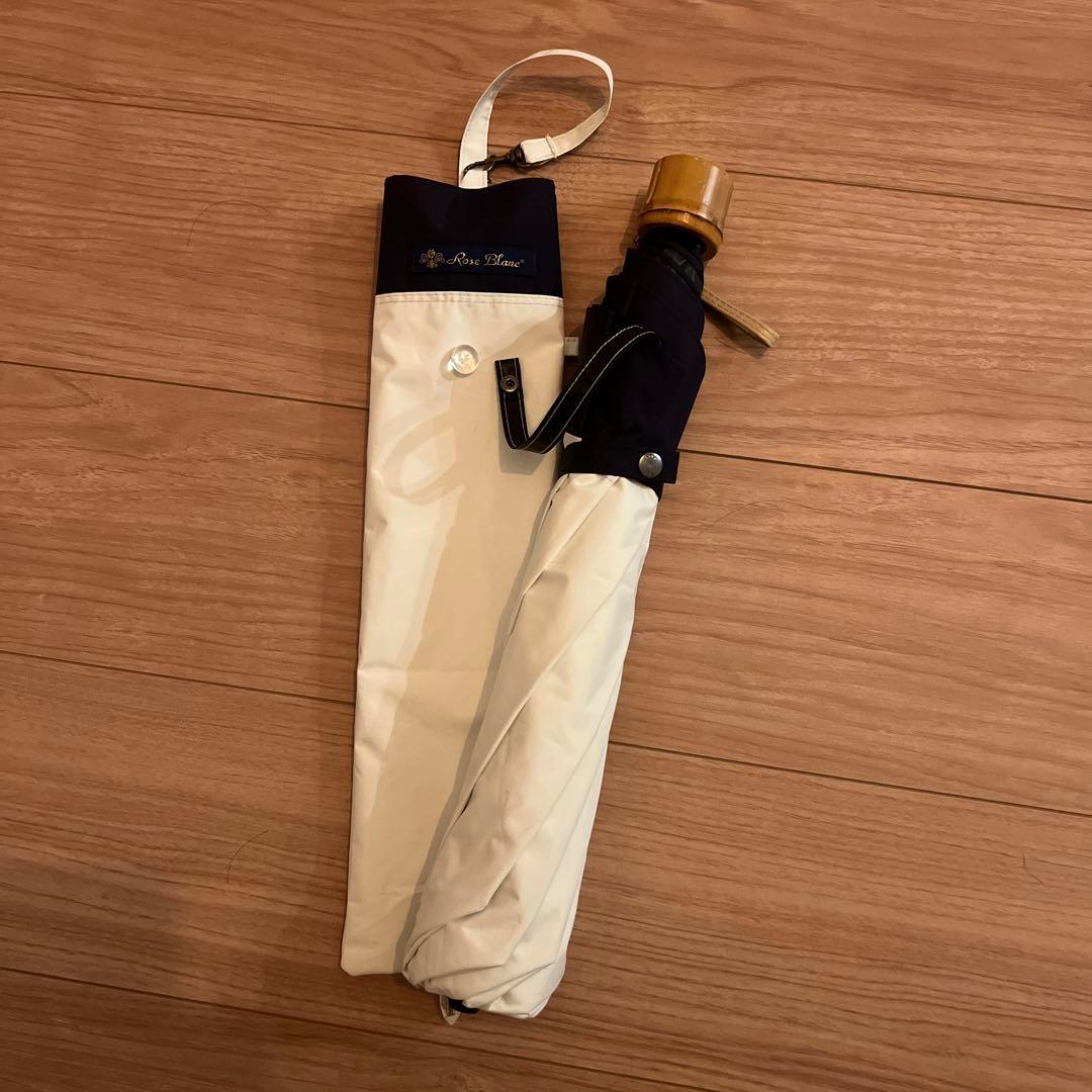 リラックマ　折りたたみ式 日傘 ホワイト ネイビー