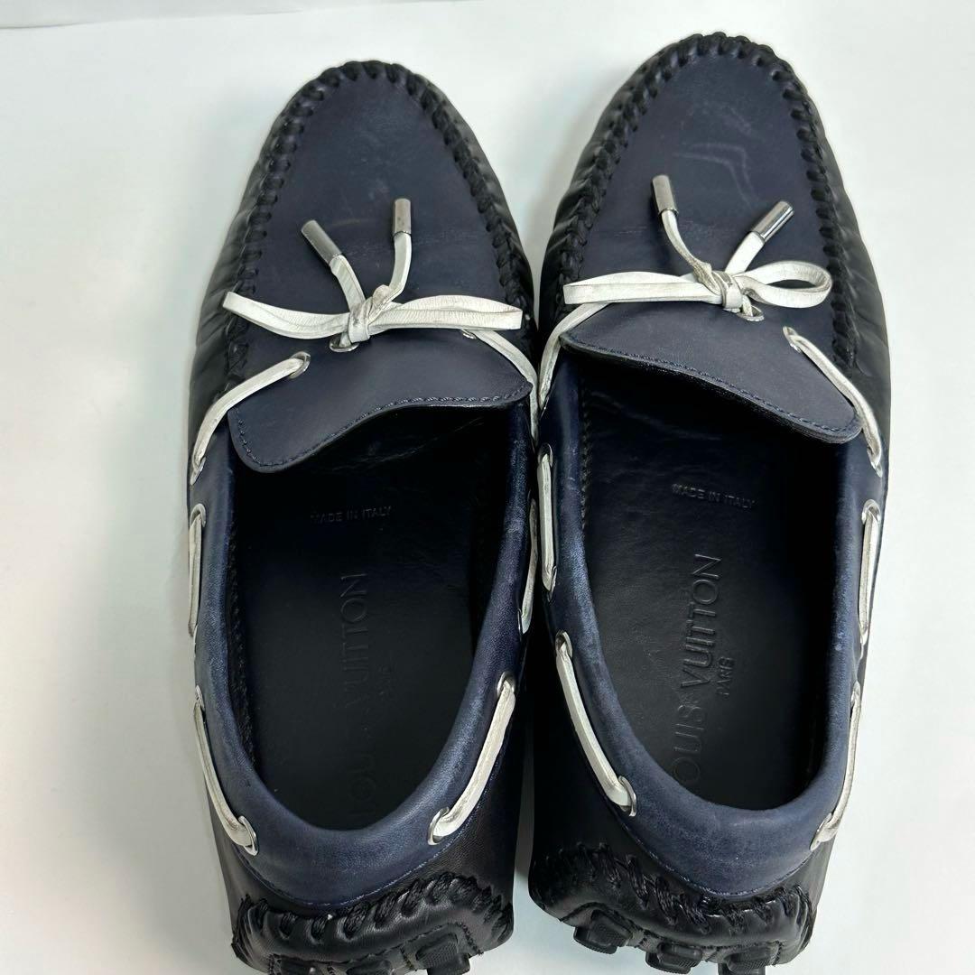 良品✨ルイヴィトン レザードライビングシューズ ネイビー 6 1/2