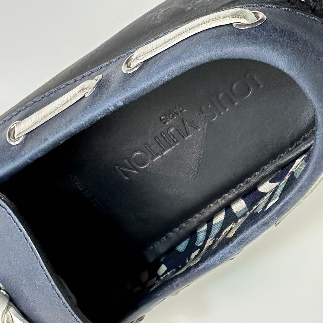 良品✨ルイヴィトン レザードライビングシューズ ネイビー 6 1/2