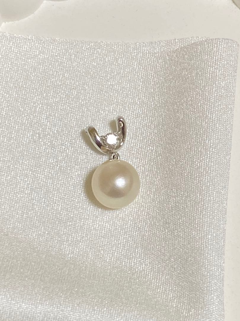 あこや真珠ptダイヤ ネックレス トップ 難あり