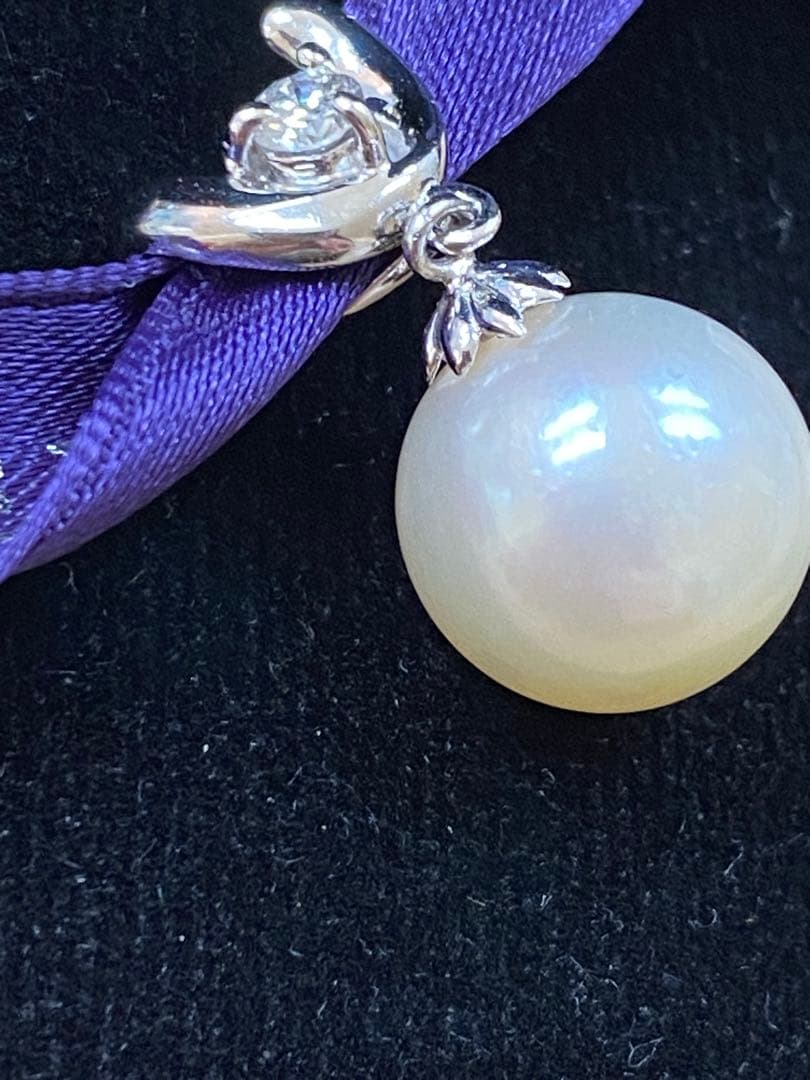 あこや真珠ptダイヤ ネックレス トップ 難あり