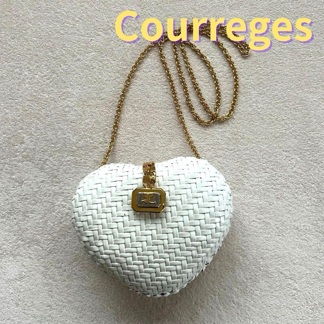 クレージュ かごバッグ Courreges チェーン ショルダー バッグ ハート