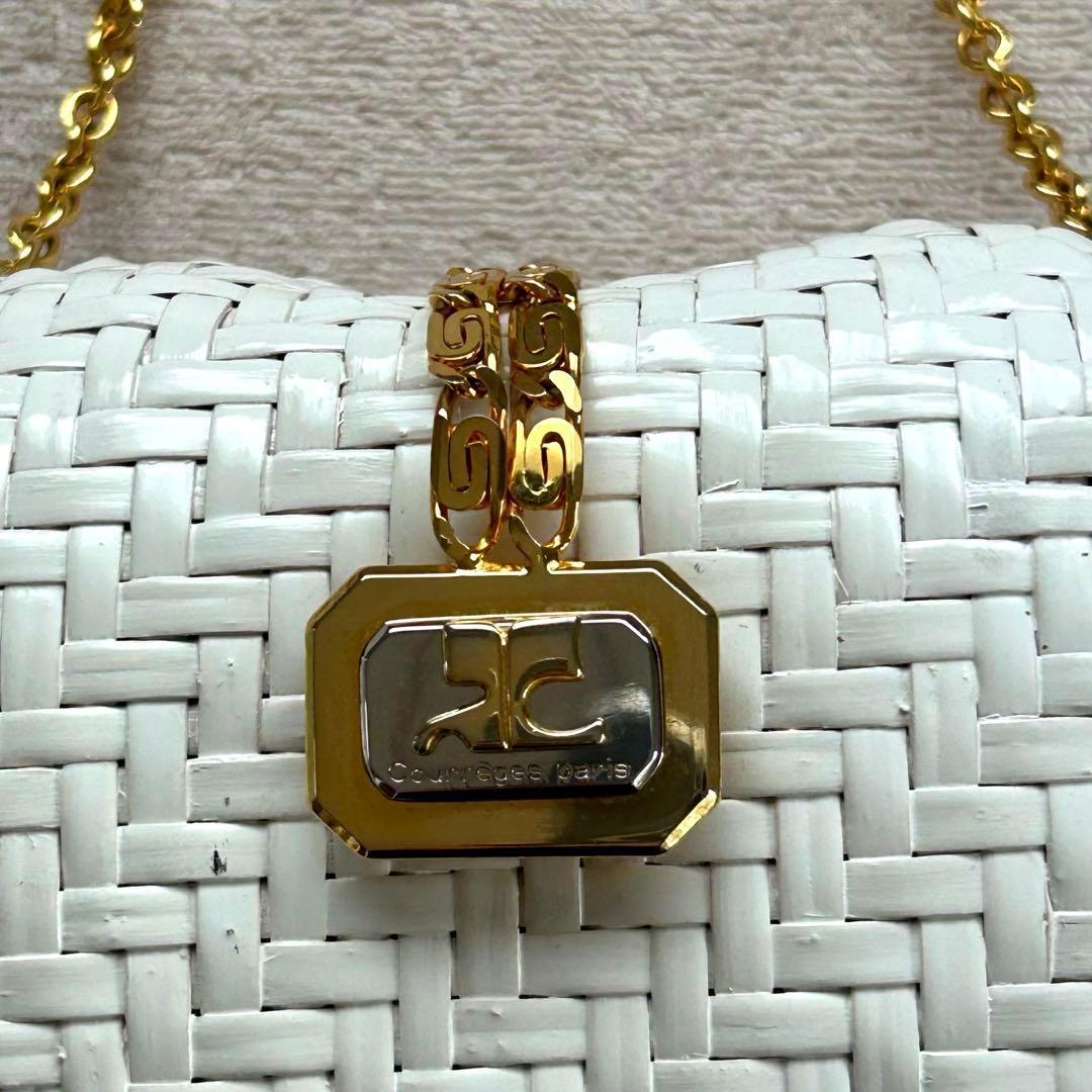 クレージュ かごバッグ Courreges チェーン ショルダー バッグ ハート