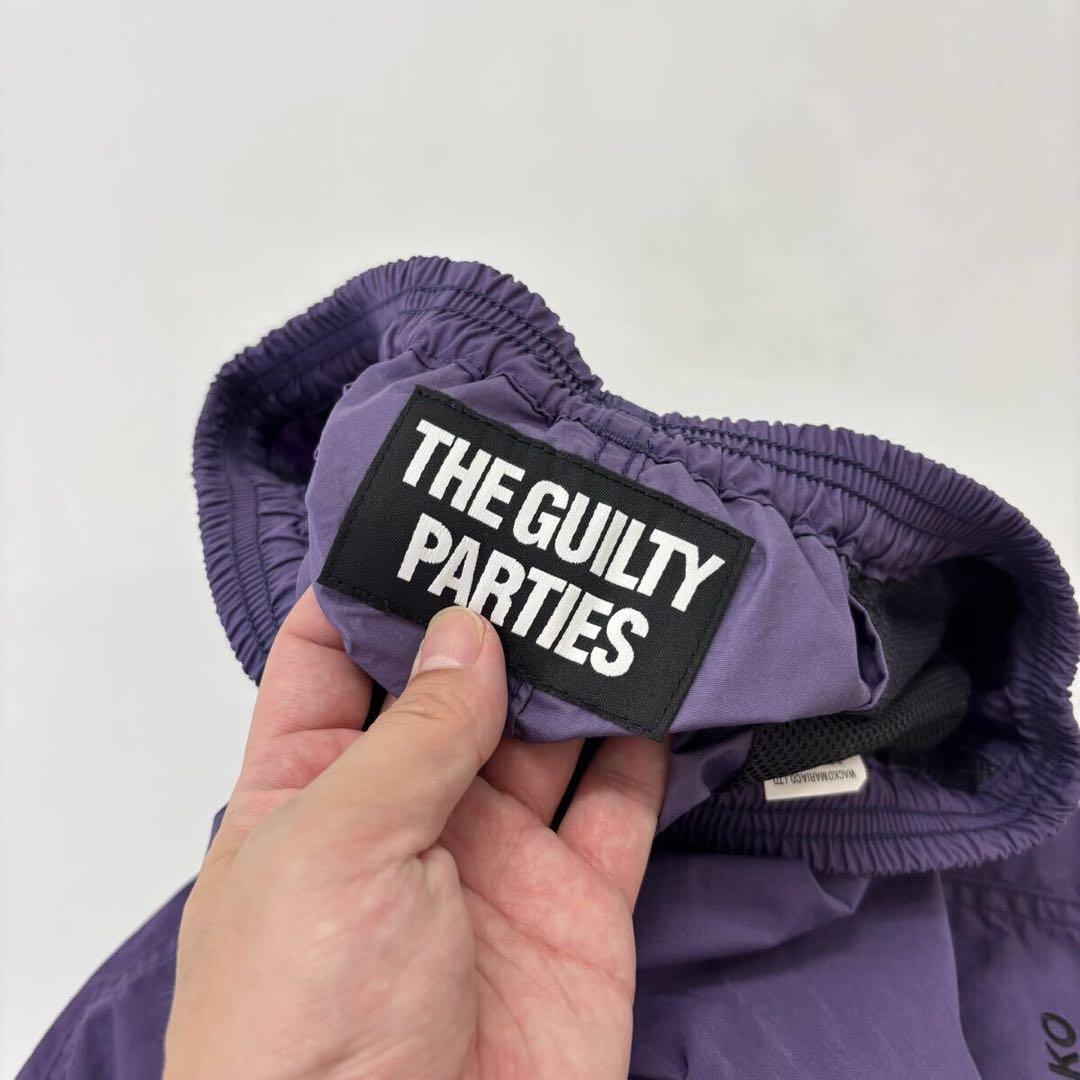 25ss 良品 ワコマリア ナイロン ボード ショーツ 刺繍 パープル XL