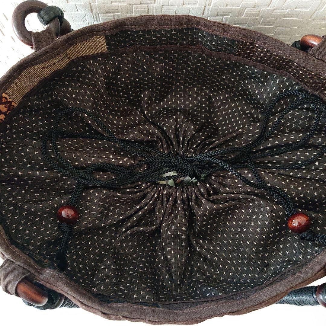 多彩な色合いの紬 着物リメイク トートバッグ ハンドメイド 編み込みデザイン