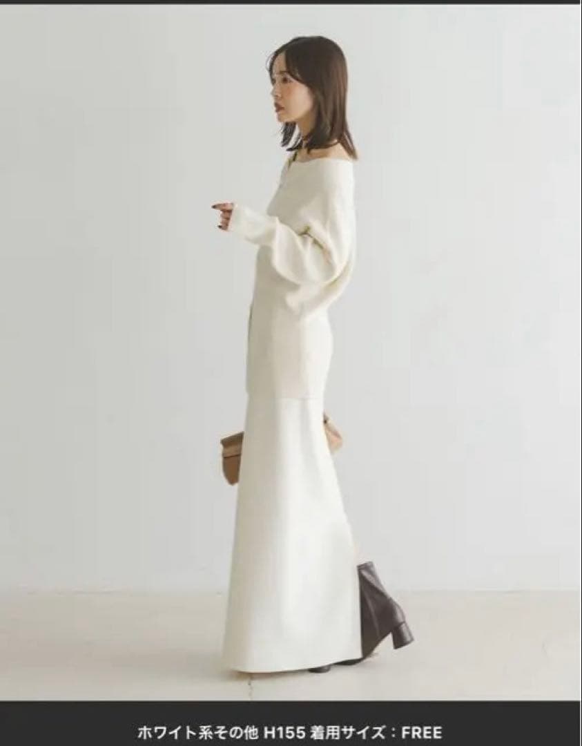 noble フロントジップボートネックニット