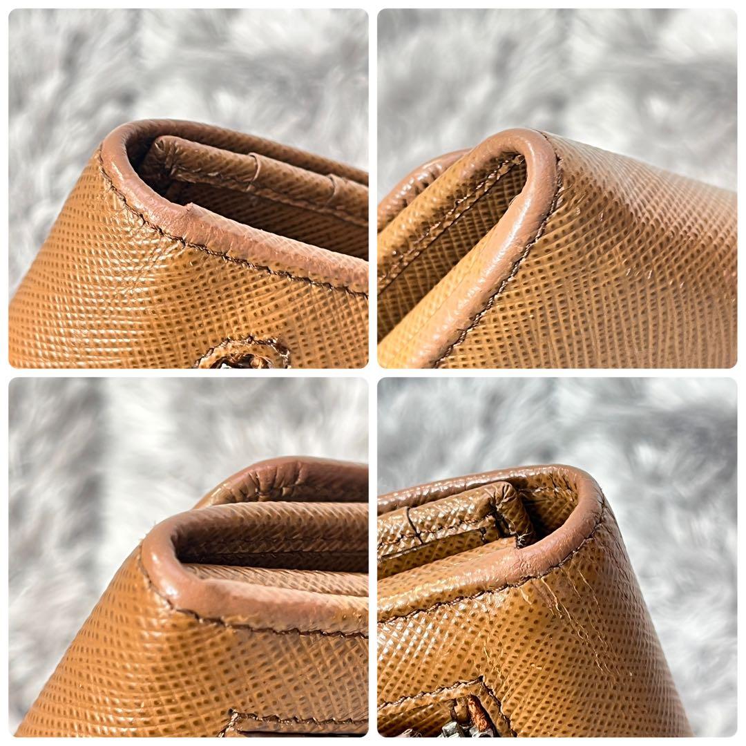 美品✨PRADA サフィアーノ　シルバー金具ロゴ　長財布　コーヒーブラウン