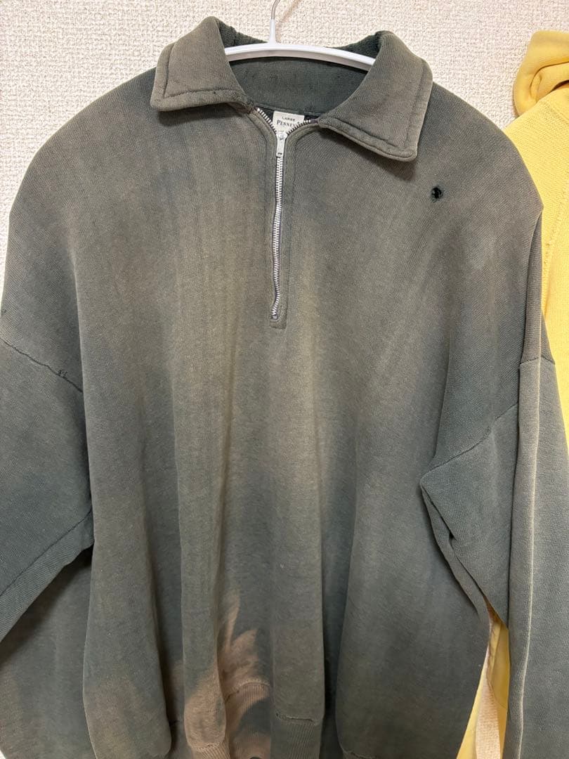 トップス 50s half zip sweat fade green