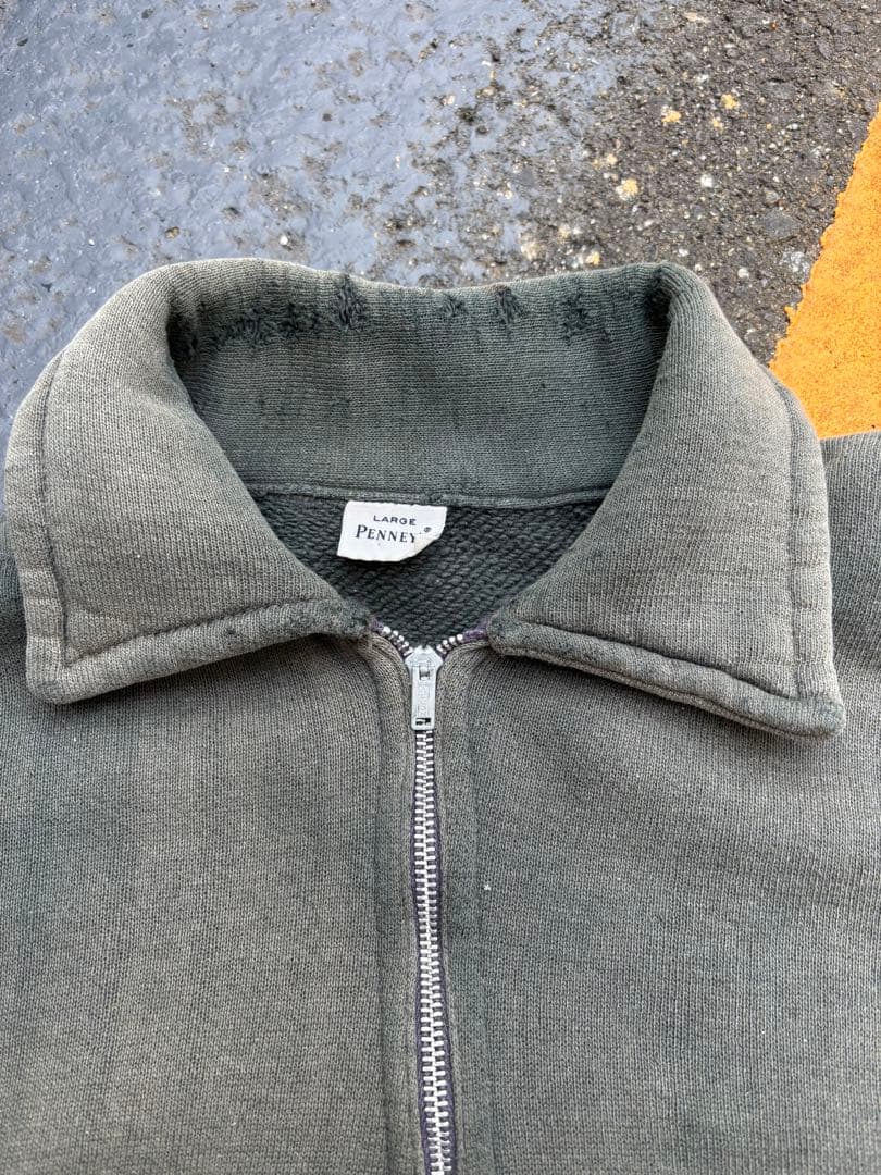 トップス 50s half zip sweat fade green