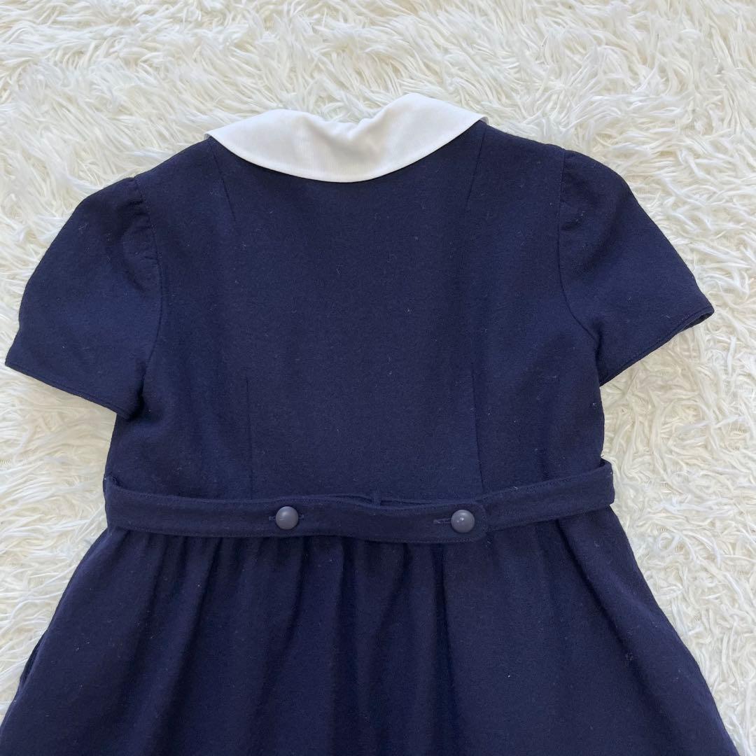 ファミリア✨フォーマルアンサンブルスーツ120 白襟ワンピース ボレロ 刺繍受験