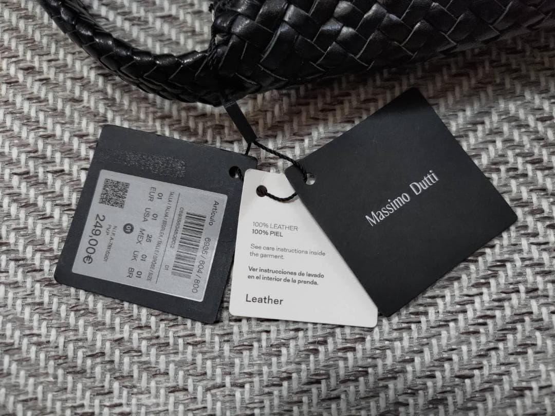 Massimo Dutti 編み込みレザーバッグ ブラック