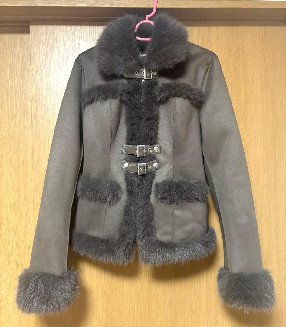 EATME フェイクファーカラーベルトジャケット