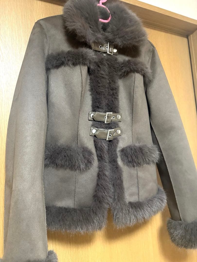 EATME フェイクファーカラーベルトジャケット