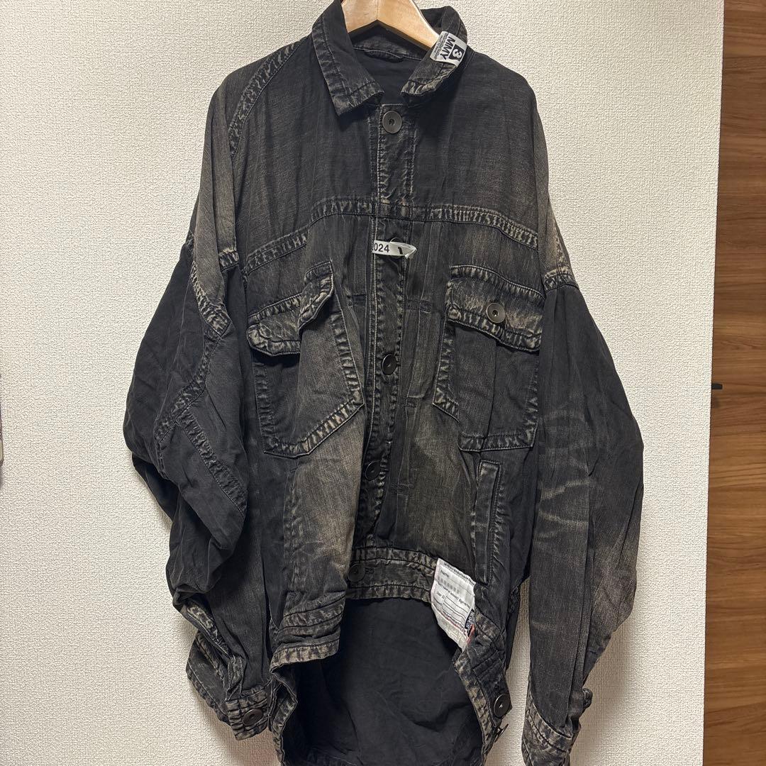 ミハラヤスヒロ　ブラックフェードオーバーサイズデニムジャケット