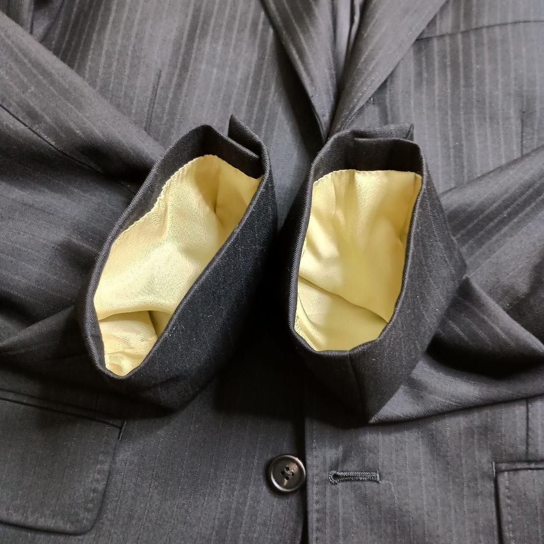 美品 ポールスミス ロロピアーナ 段返り三つボタン ストライプ スーツ XL