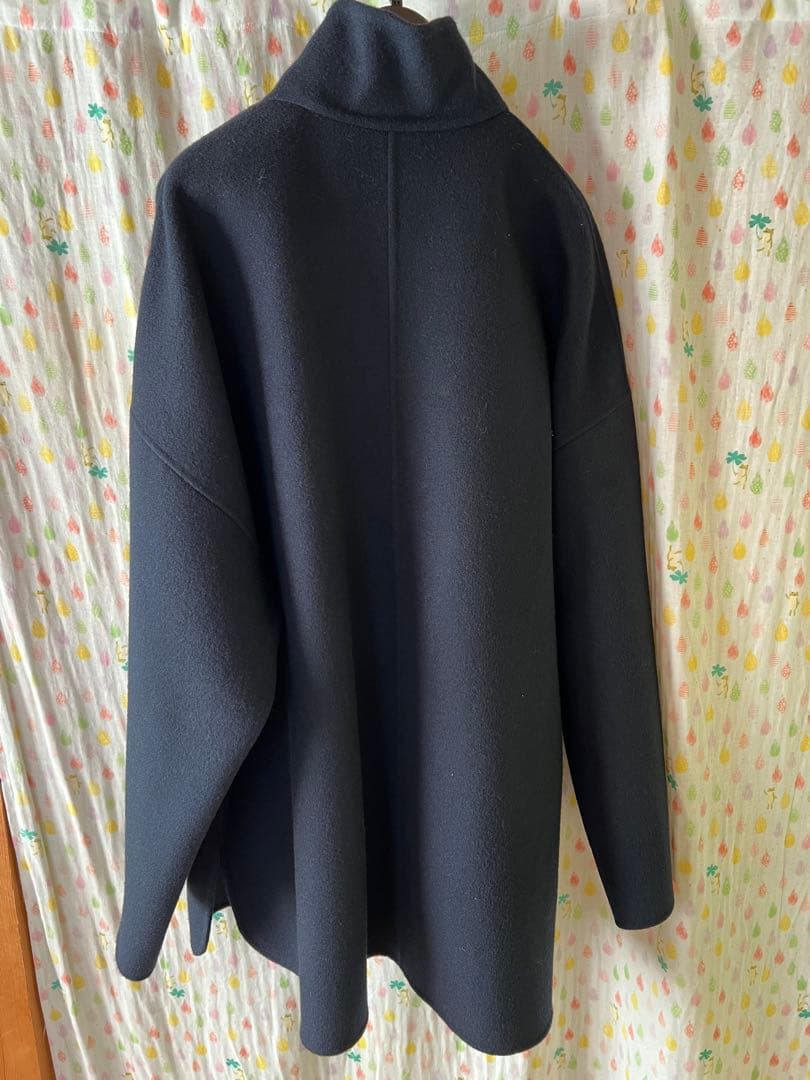 ネイビー ダブルボタン ウールコート