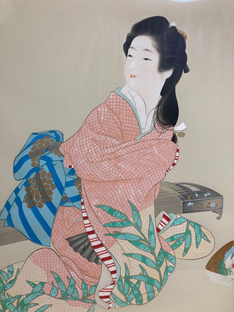 【真作】上村松園「娘深雪」シルクスクリーン 上村淳之監修 版元シール有り 版画