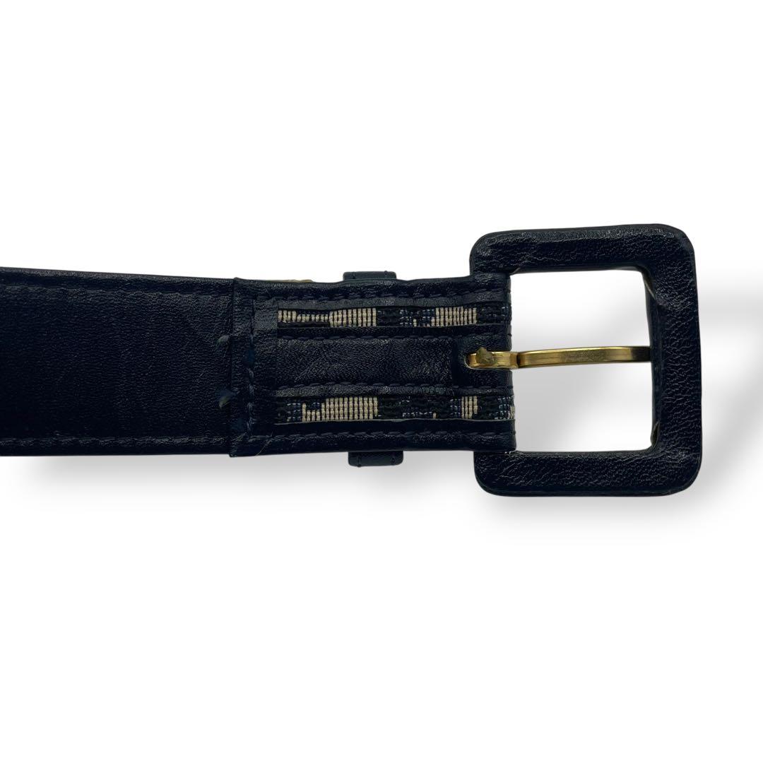 極美品　ディオール　ベルト　トロッター　レザー　ネイビー　紺色