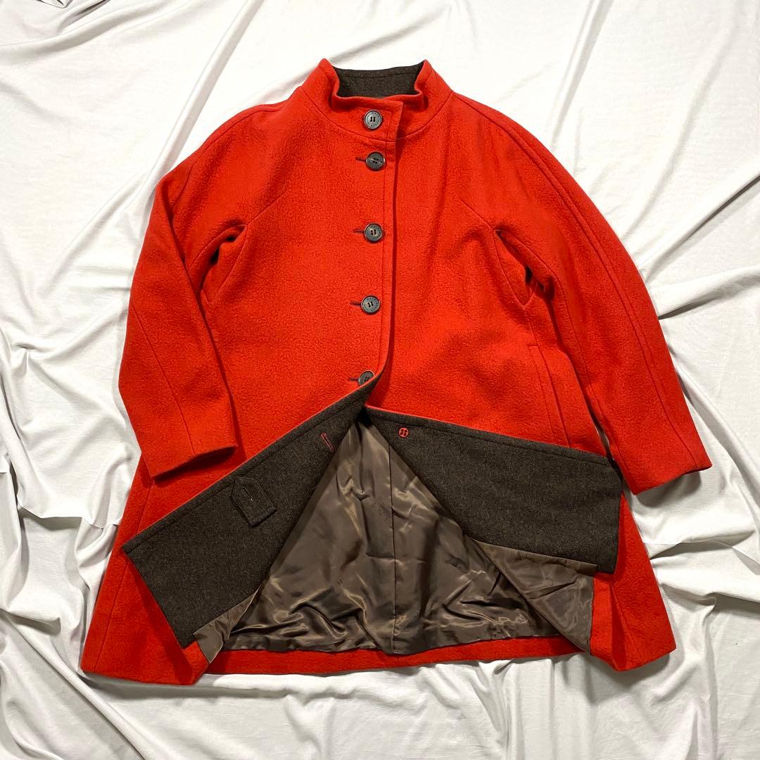 マッキントッシュロンドン　スタンドカラーコート　鮮やかな赤コート　イタリア製生地