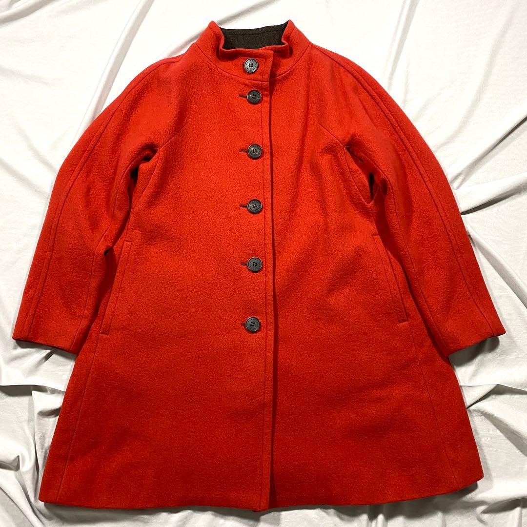 マッキントッシュロンドン　スタンドカラーコート　鮮やかな赤コート　イタリア製生地