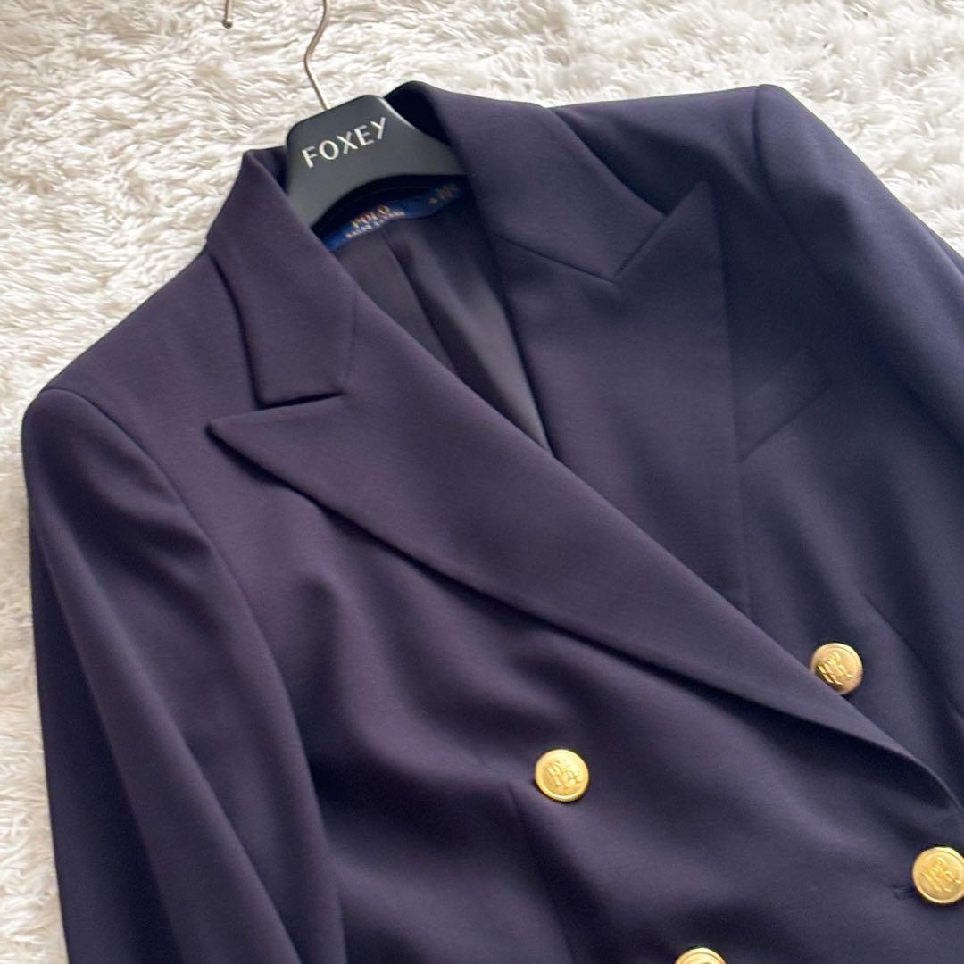 ポロラルフローレン　ダブルブレステッド ウール ブレザー　金ボタン　ネイビー