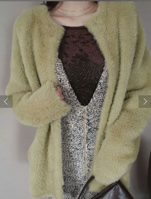 LAGUNAMOON ニットツイードフリンジジャンパースカート　ベージュ