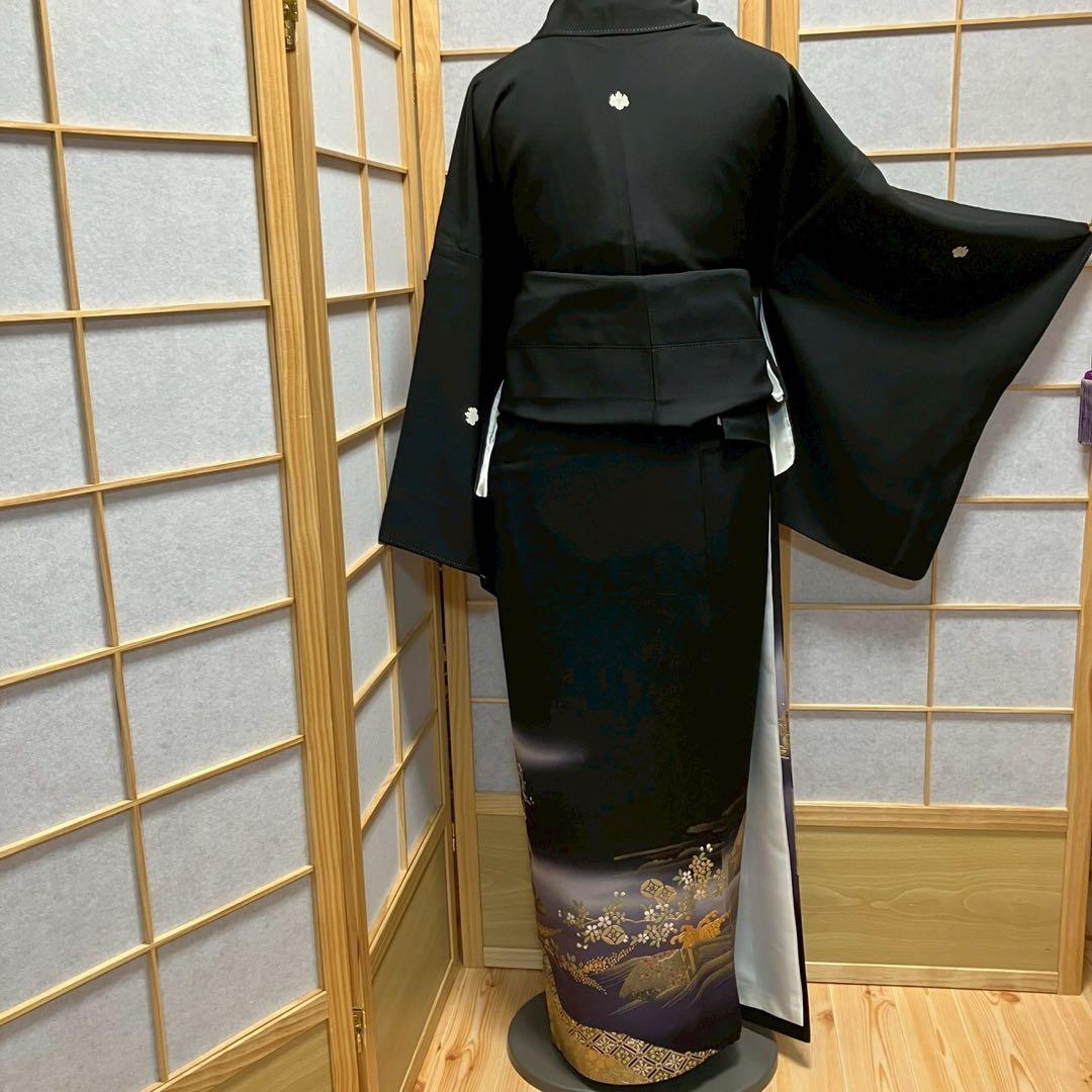 mimion様［7141］黒留袖 泰常 幅広サイズ ロング丈 比翼 五つ紋 正絹