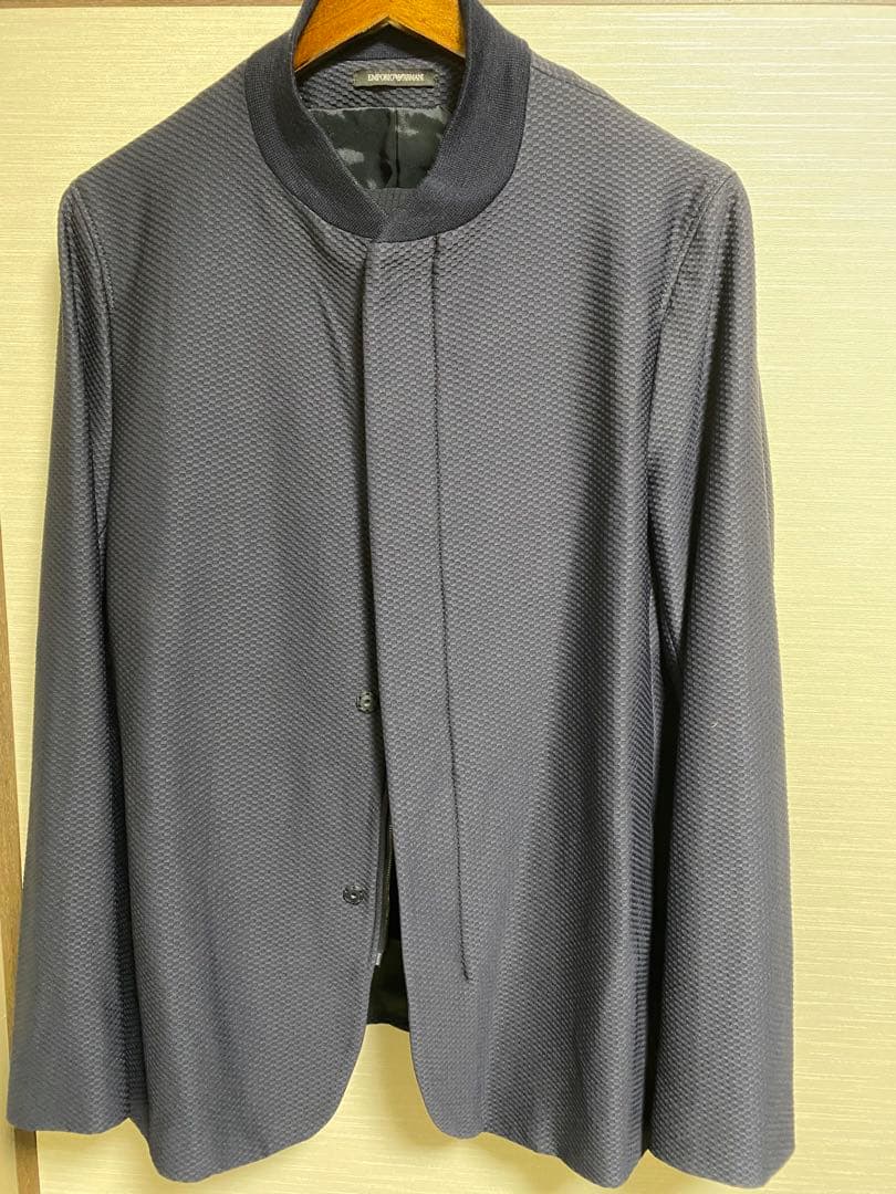 EMPORIO ARMANI ノーカラージャケット ダークブルー　上下セット