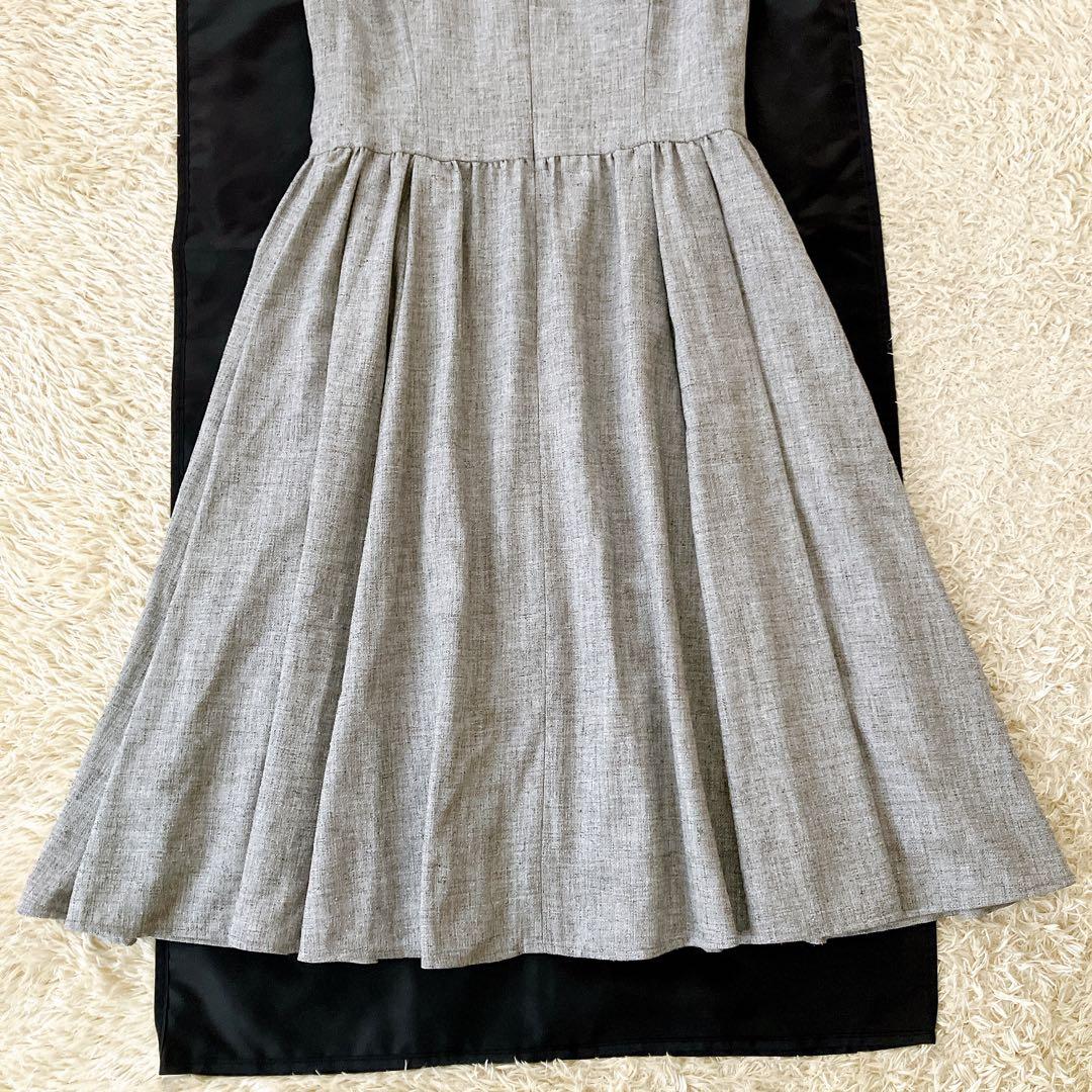 Rene 2022モデル パール装飾ロングワンピース 大きいサイズ38 グレー系